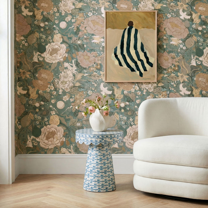 Lady - Capiz Shell Round Side Table - Blue Ribbon