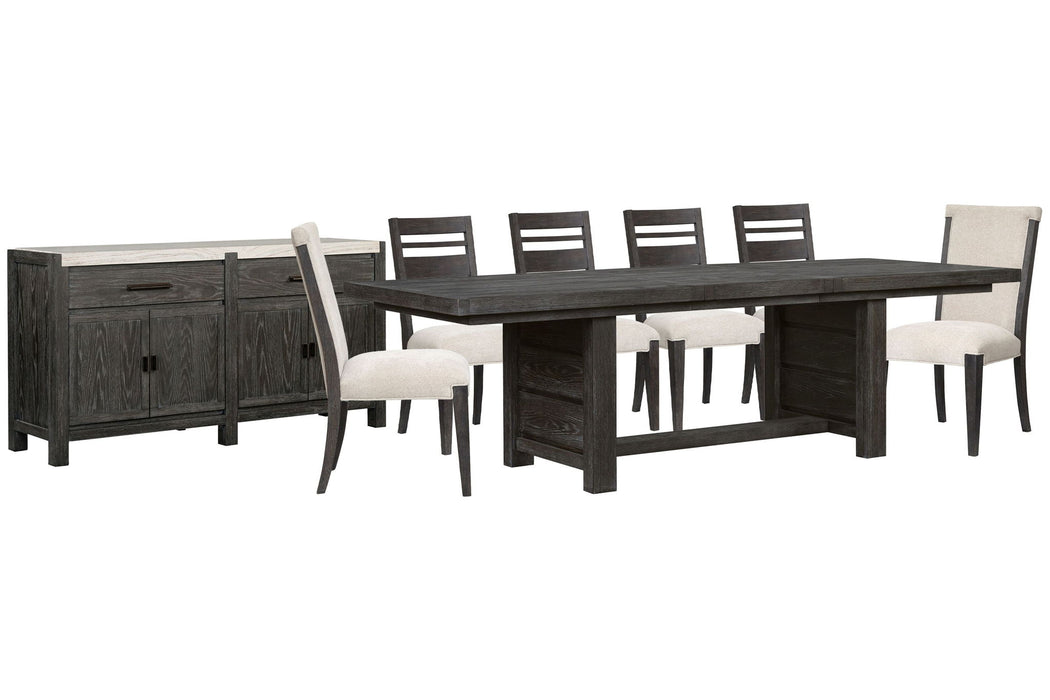 Plum Creek - 8 Piece Extendable Trestle Dining Table Set