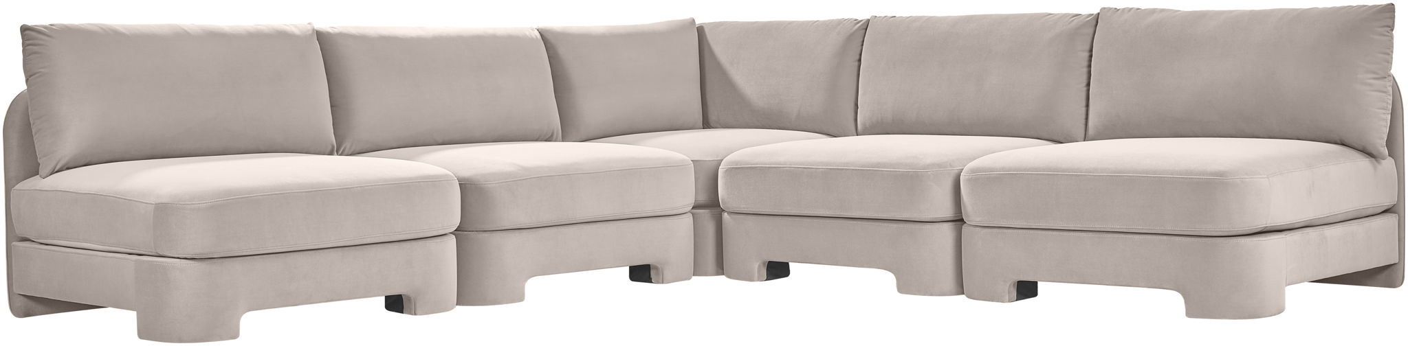 Hammond - Velvet Performance Fabric Upholstered 5 Piece Armless Sectional