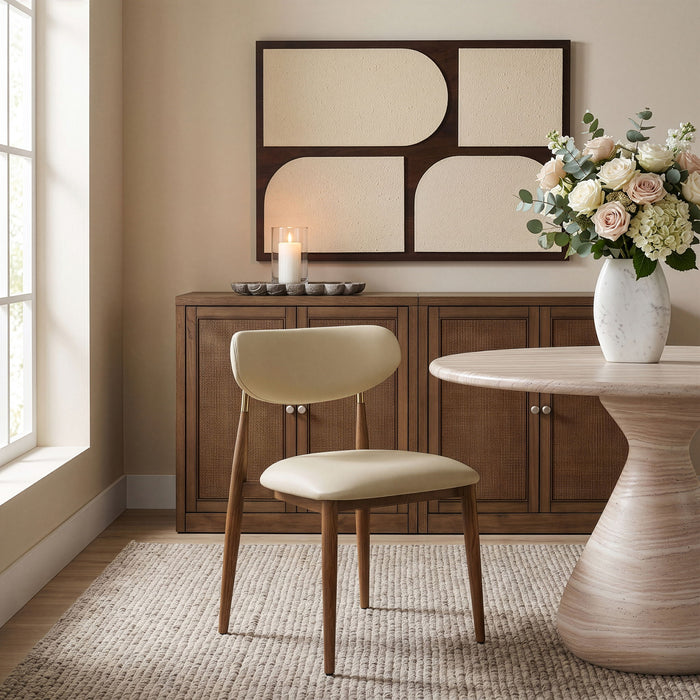 Ronda - Vegan Leather Upholstered Dining Side Chair - Walnut Legs