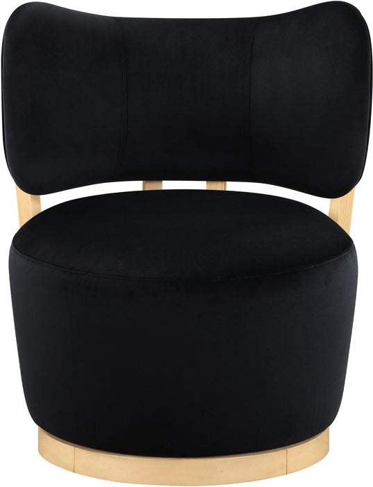 Elara - Velvet Upholstered Swivel Accent Chair - Stained Natural