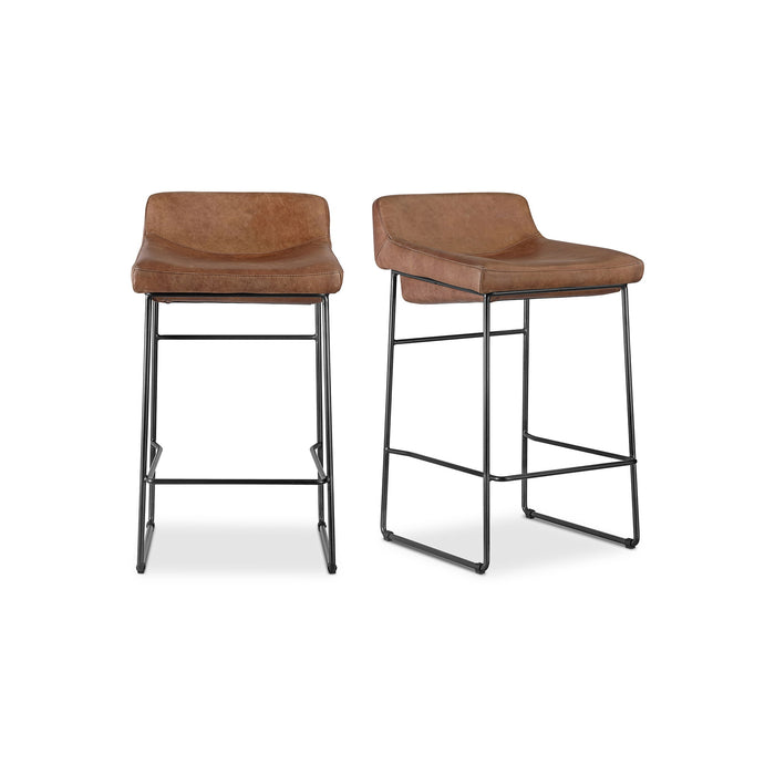 Starlet - Leather Open Road Counter Stool (Set of 2) - Brown