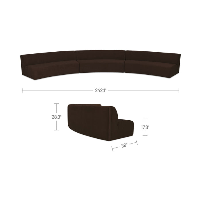 Naomi - 3 Piece Concave Modular Sectional - Dark Brown