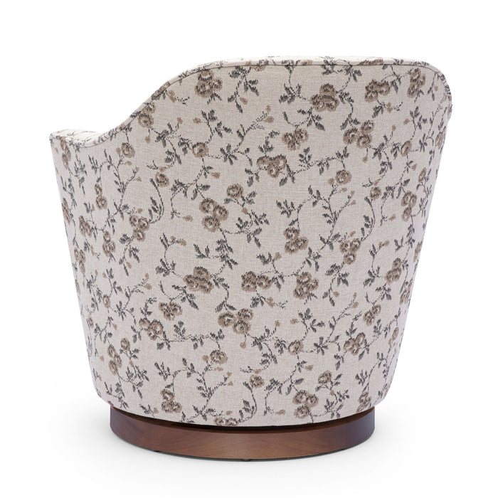 Skyla - Floral Jacquard Swivel Accent Chair - Beige