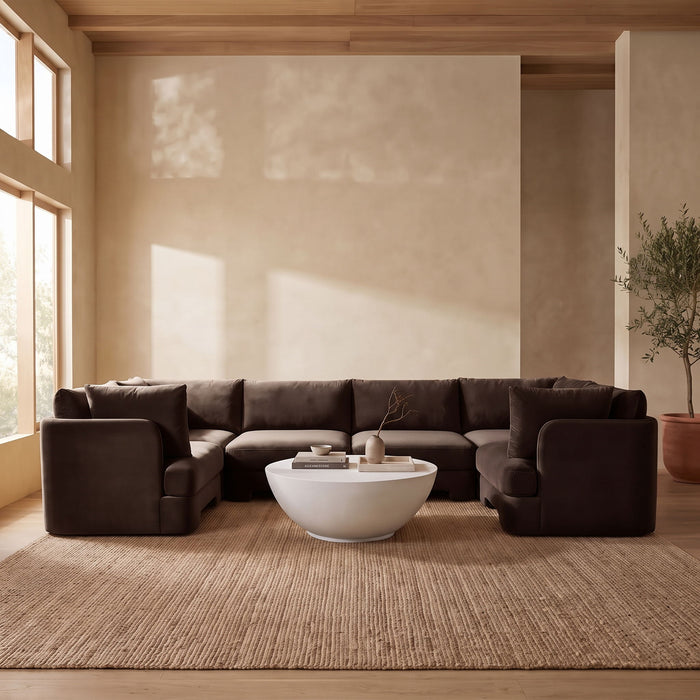 Hammond - Velvet Performance Fabric Upholstered 6 Piece U-Shaped Sectional