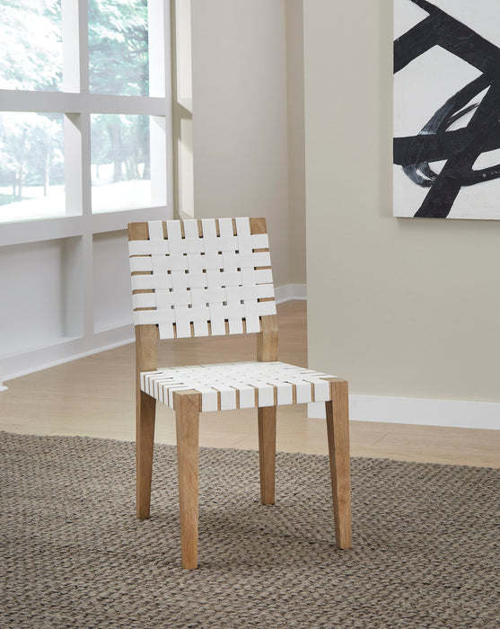 One Side Chair Woven - White/Bisque