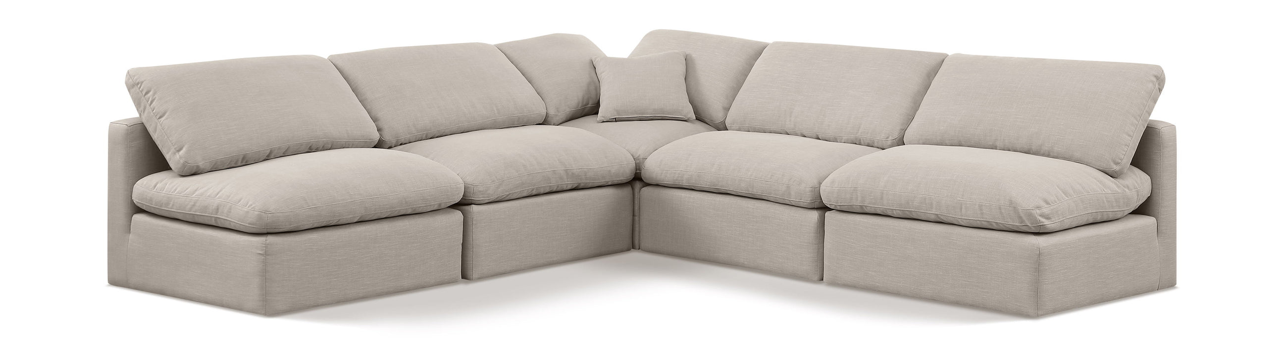 Indulge - Linen 5 Piece Modular Corner Armless Sectional