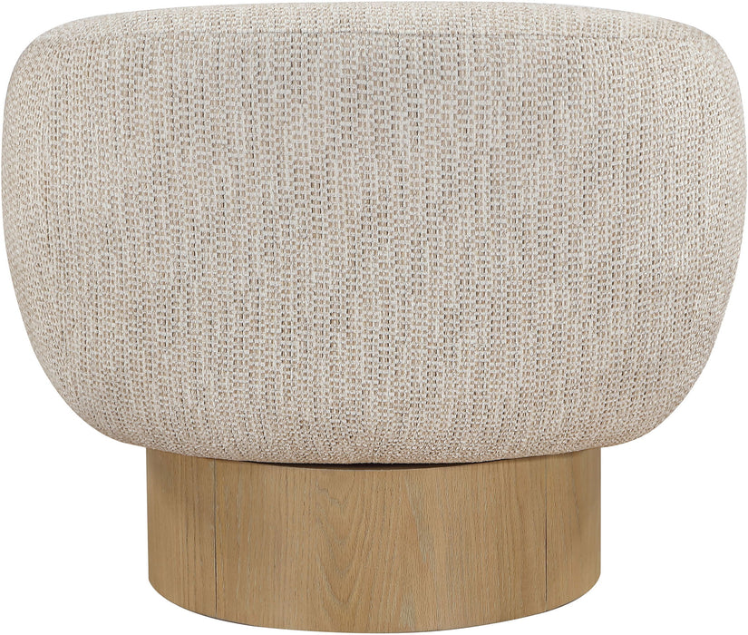 Avella - Interwoven Fabric Swivel Accent Chair - Light Brown Base