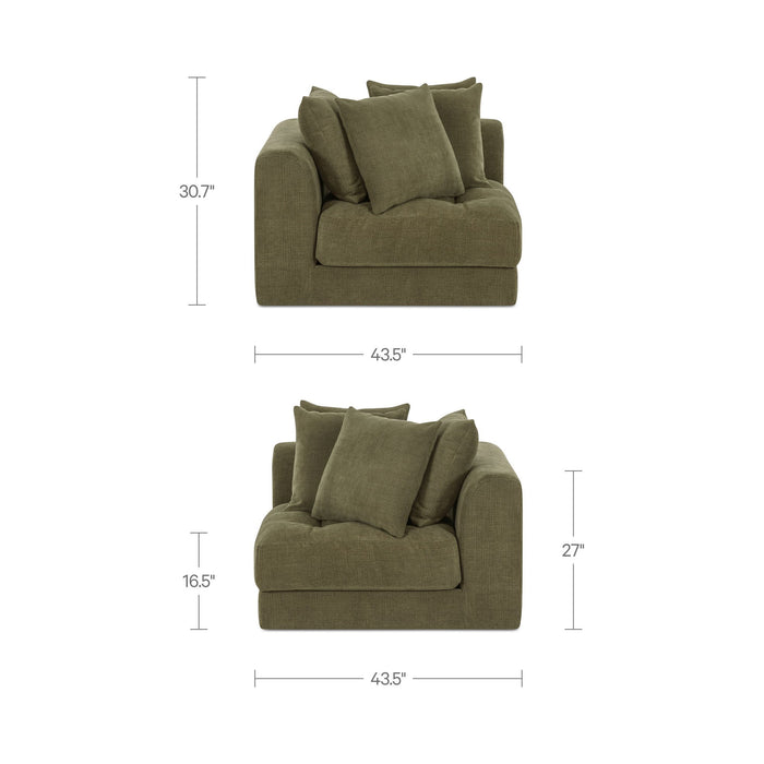 Davie - Corner Chair - Olive Green