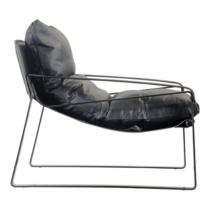 Connor - Leather Club Chair - Black