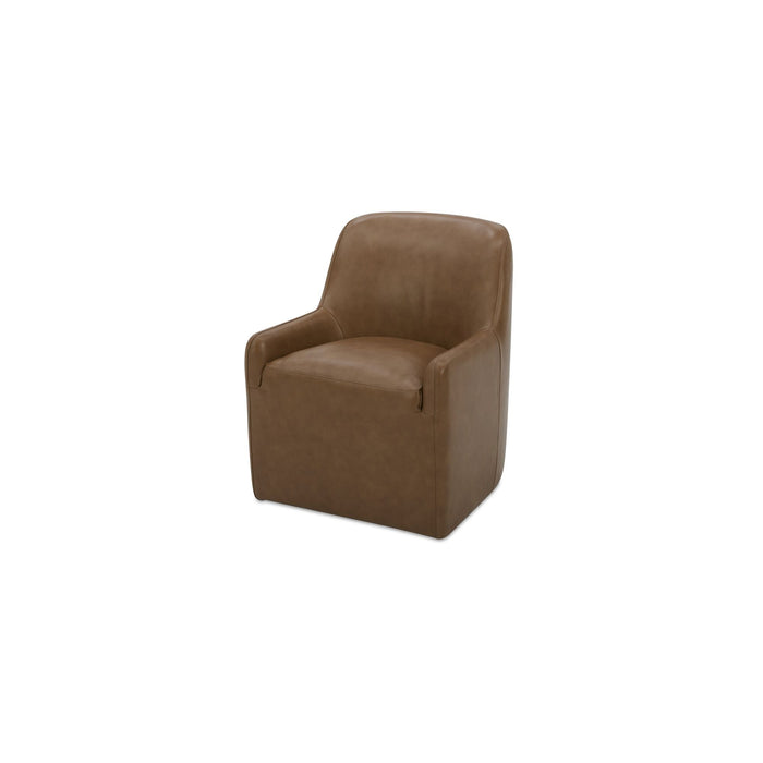Maisie - Rolling Dining Chair - Tan Leather