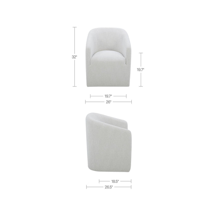 Sandy - Fabric Rolling Dining Chair - Off White
