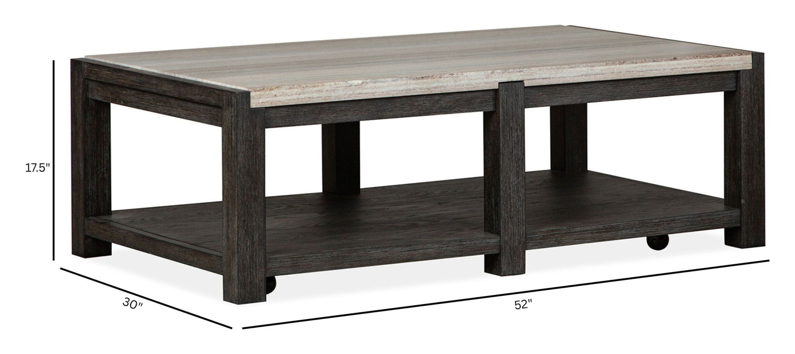 Plum Creek - Rectangular Cocktail Table With Casters - Ravenwood Black