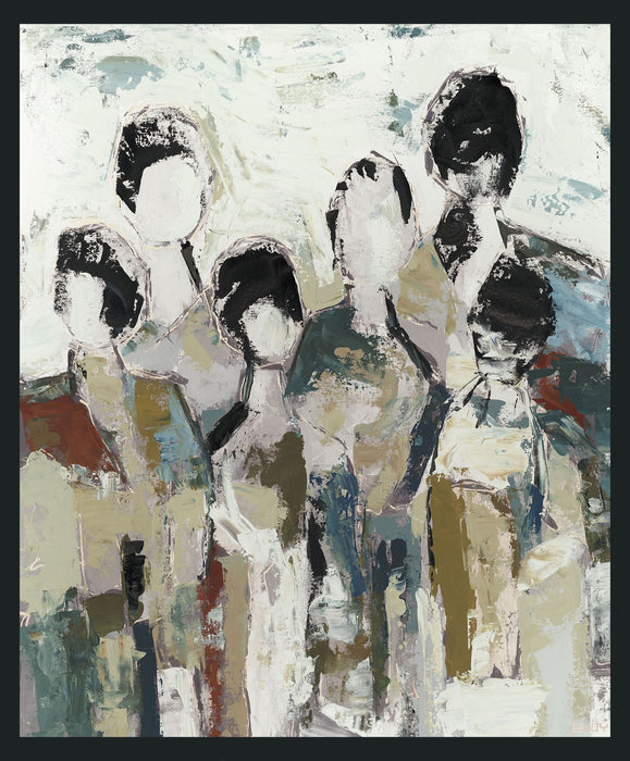 6 People - 48" x 72" Painting By Buddy Whitlock - Light Brown / White