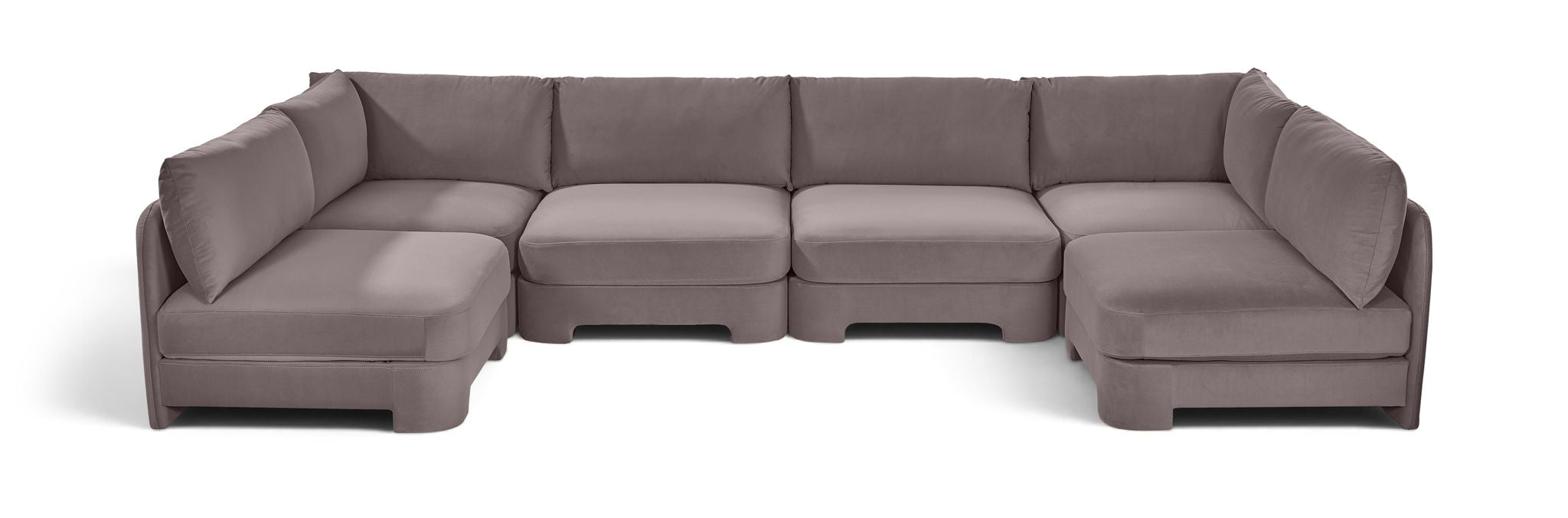 Hammond - Velvet Performance Fabric Upholstered 6 Piece U-Shaped Armless Sectional