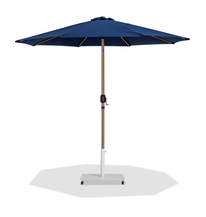 Fiji - Aluminum Patio Umbrella With Square White And Teak Base