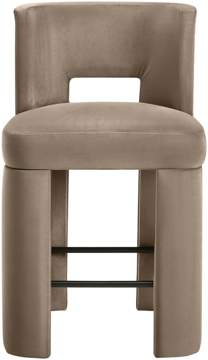 Zuno - Velvet Performance Fabric Upholstered Counter Stool (Set of 2)