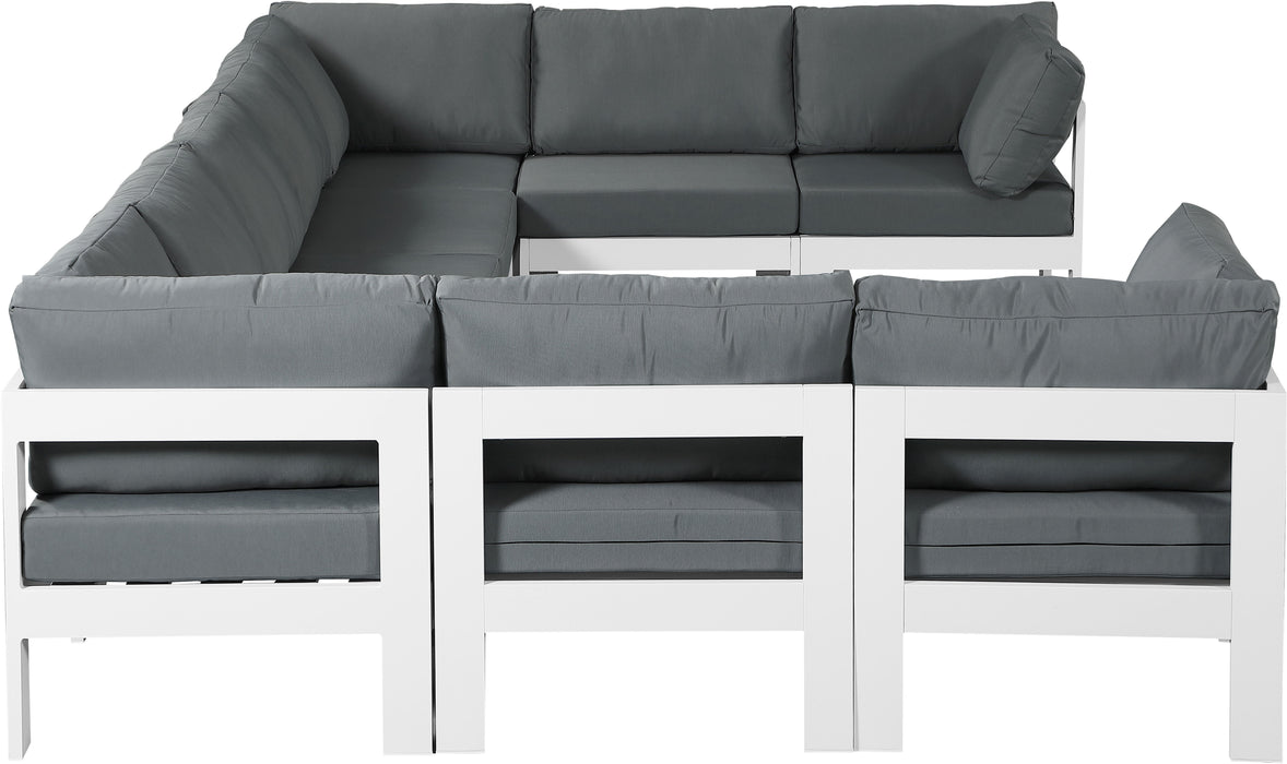 Nizuc - Outdoor Patio 9 Piece Modular Sectional With White Frame
