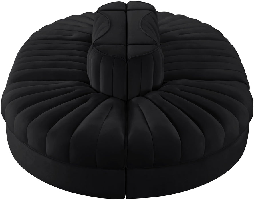Rummi - Oval Velvet Performance Fabric Upholstered 6 Piece Modular Sectional