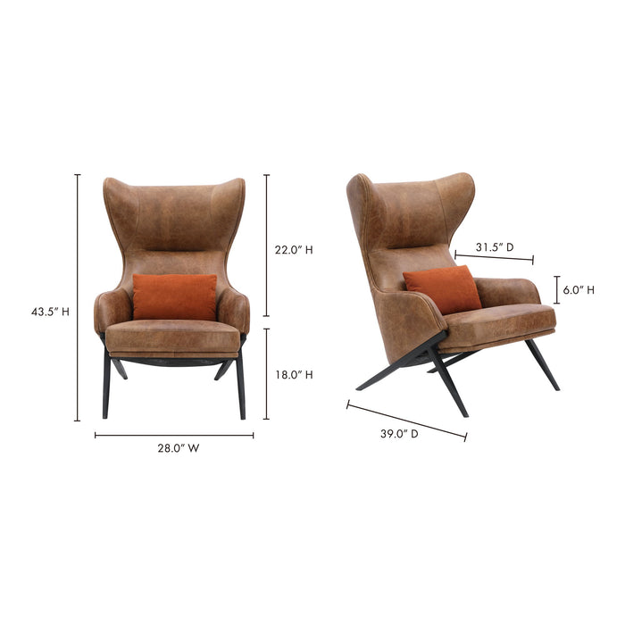 Amos - Leather Accent Chair - Brown
