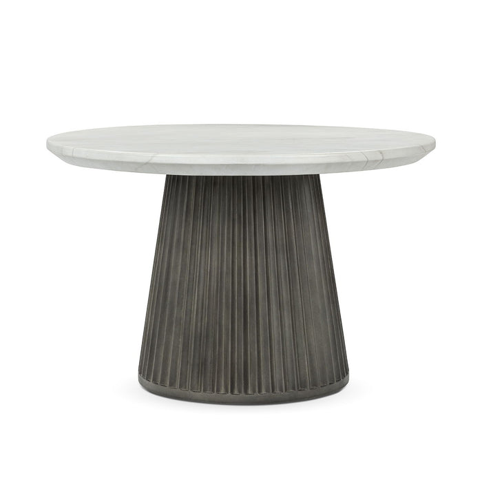 Caspia - 47" Outdoor Round Dining Table - White / Dark Gray