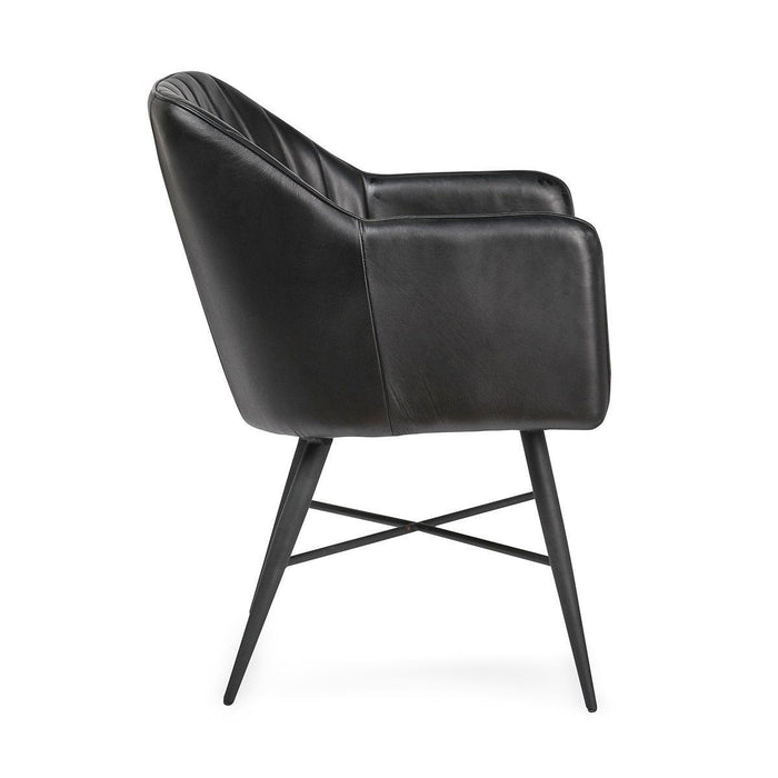 Leon - Leather Dining Chair - Midnight Raven
