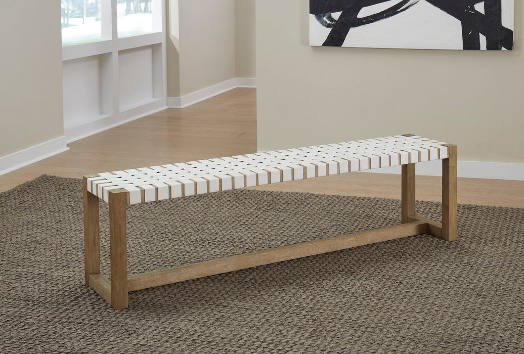 One Dining Bench Woven - White/Bisque