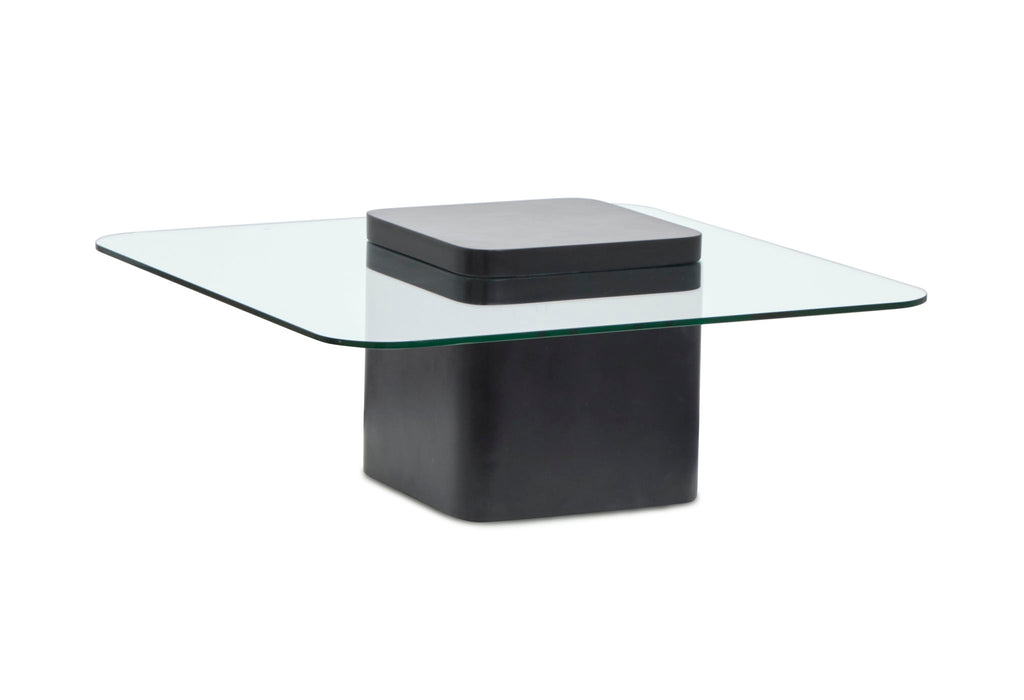 Donora - Square Cocktail Table - Clear Glass And Obsidian