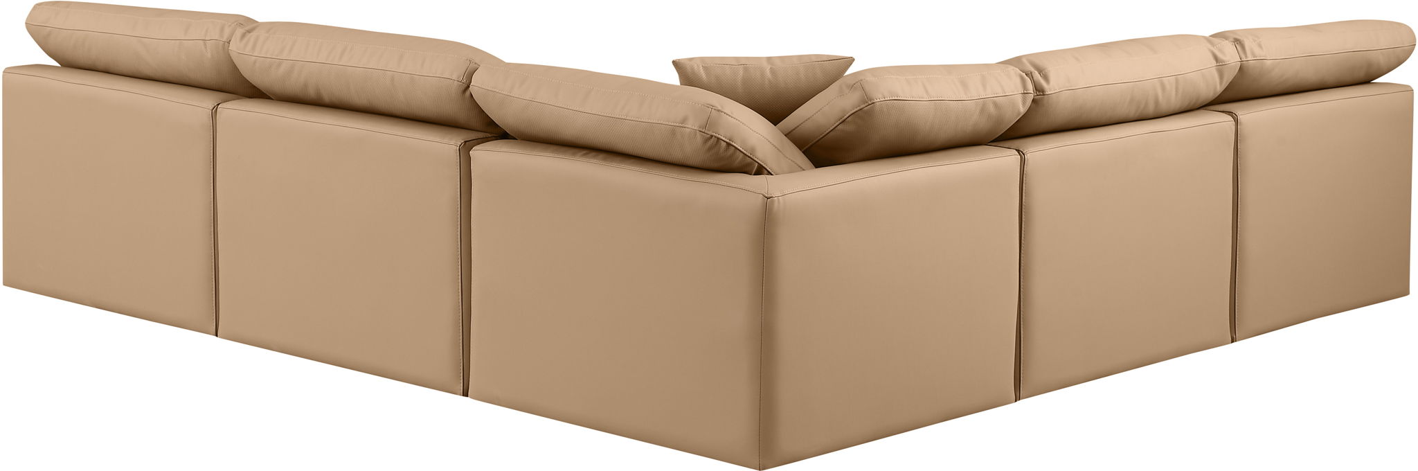 Indulge - Faux Leather 5 Piece Modular Corner Armless Sectional - Tan
