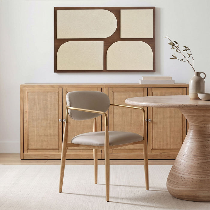Ronda - Vegan Leather Upholstered Dining Arm Chair - Natural Legs