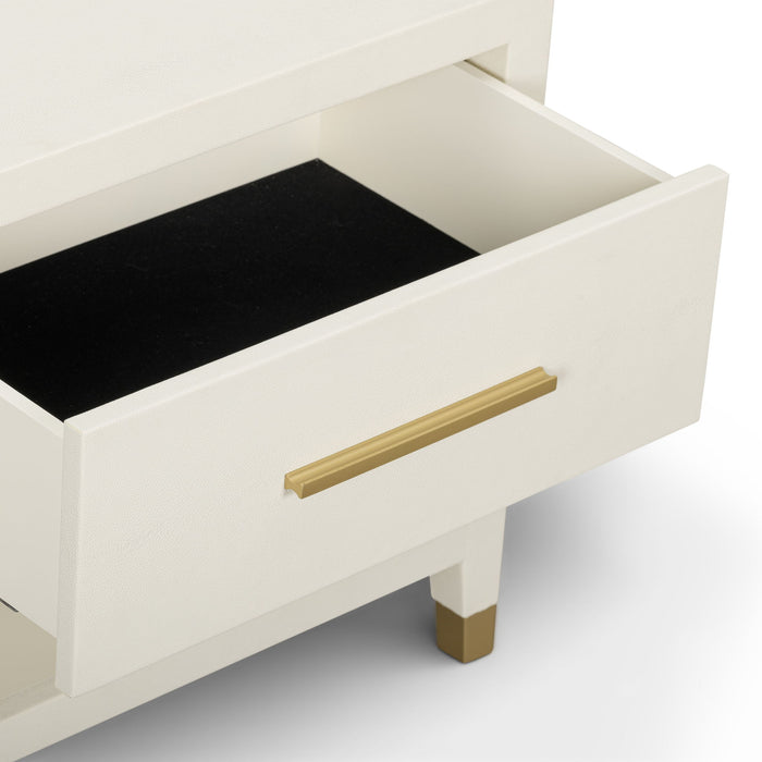 Dani - Faux Shagreen Nightstand With Drawer - Cream