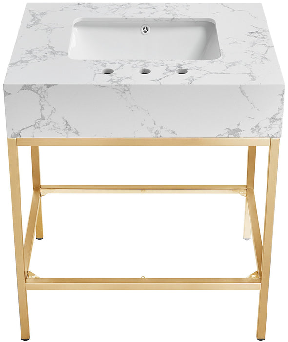Marmo - Engineered Marble Bathroom Vanity With Gold Base