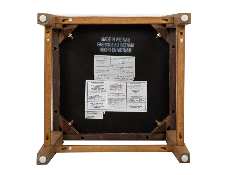 Lindon - White Upholstered Stool - Belgian Wheat