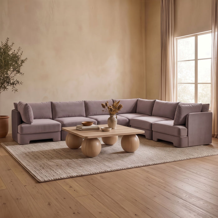 Hammond - Velvet Performance Fabric Upholstered 6 Piece Corner Sectional
