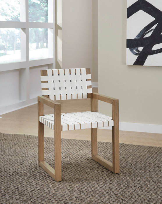 One Arm Chair Woven - White/Bisque