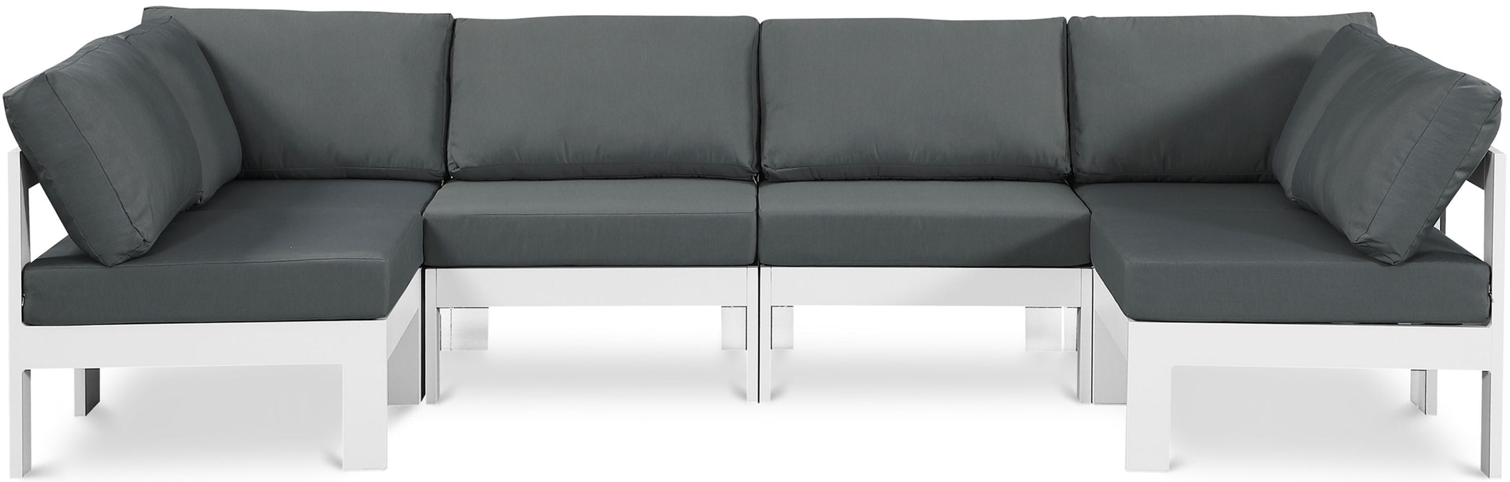 Nizuc - Outdoor Patio 6 Piece Modular Sectional With White Frame