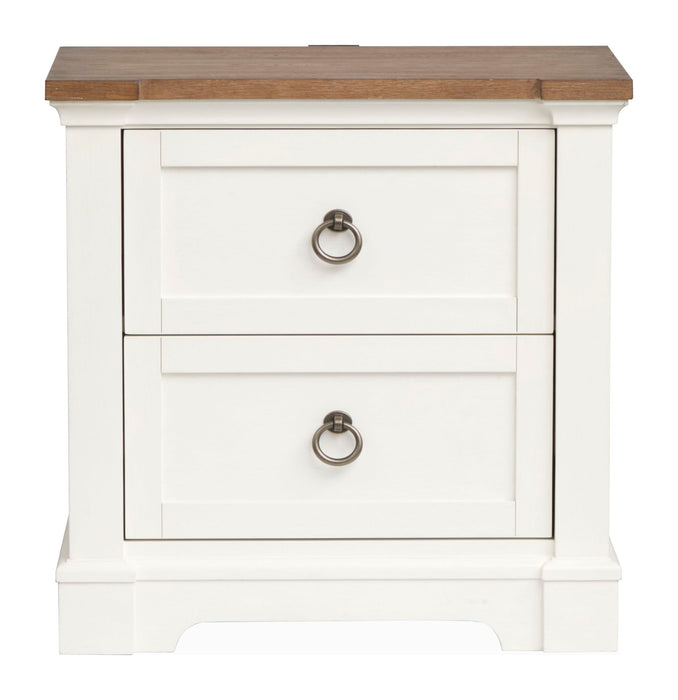 Kingston - Drawer Nightstand - Whisper White And Cerused Nutmeg