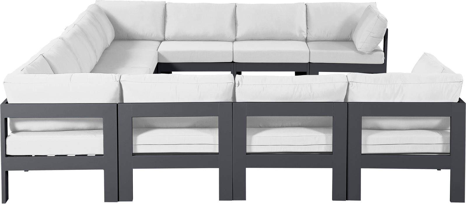 Nizuc - Outdoor Patio 11 Piece Modular Sectional With Gray Frame