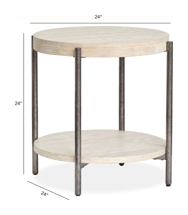 Jennings - Round End Table - Edgecomb Gray And Weathered Antique Nickel