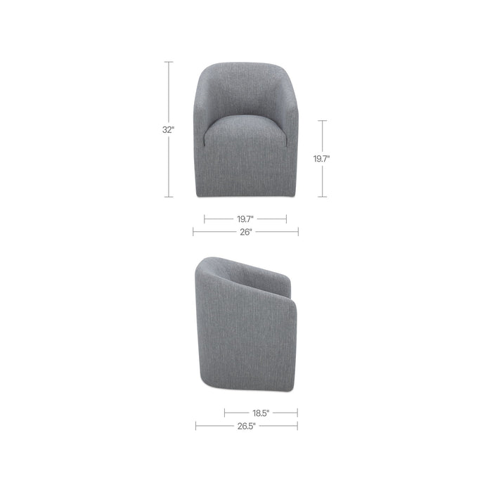 Sandy - Fabric Rolling Dining Chair - Gray