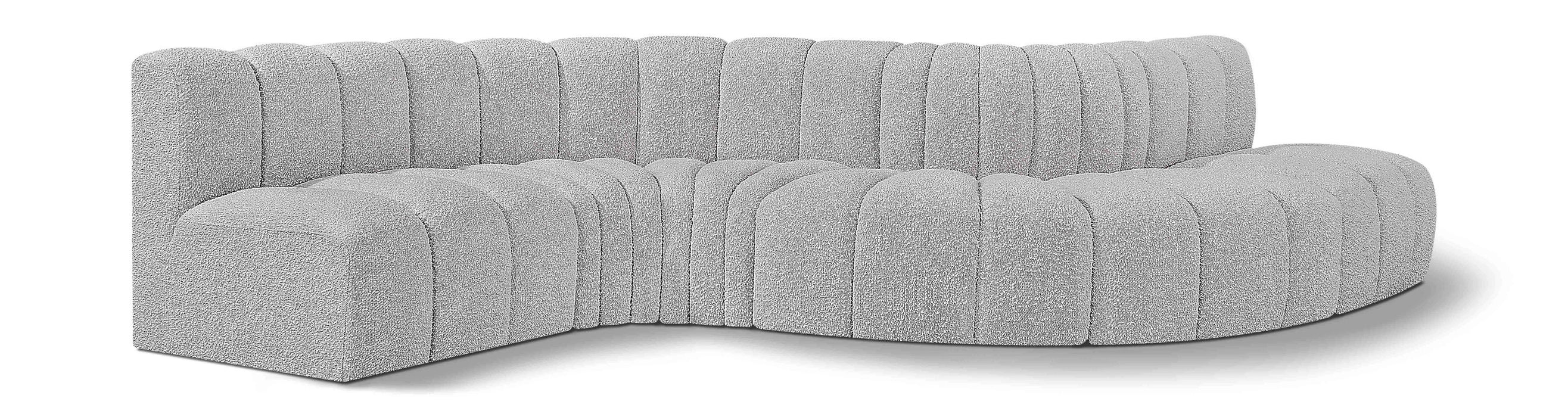 Arc - Boucle Fabric 6 Piece Curved Modular Sofa