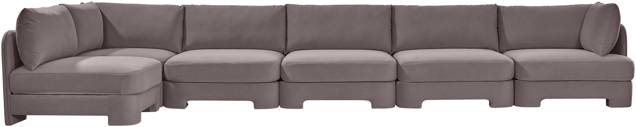 Hammond - Velvet Performance Fabric Upholstered 6 Piece L-Shaped Armless Sectional