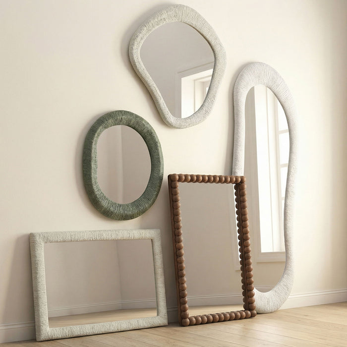 Cheyanne - 29" x 44" Carved Solid Wood Rectangular Wall Mirror - Natural