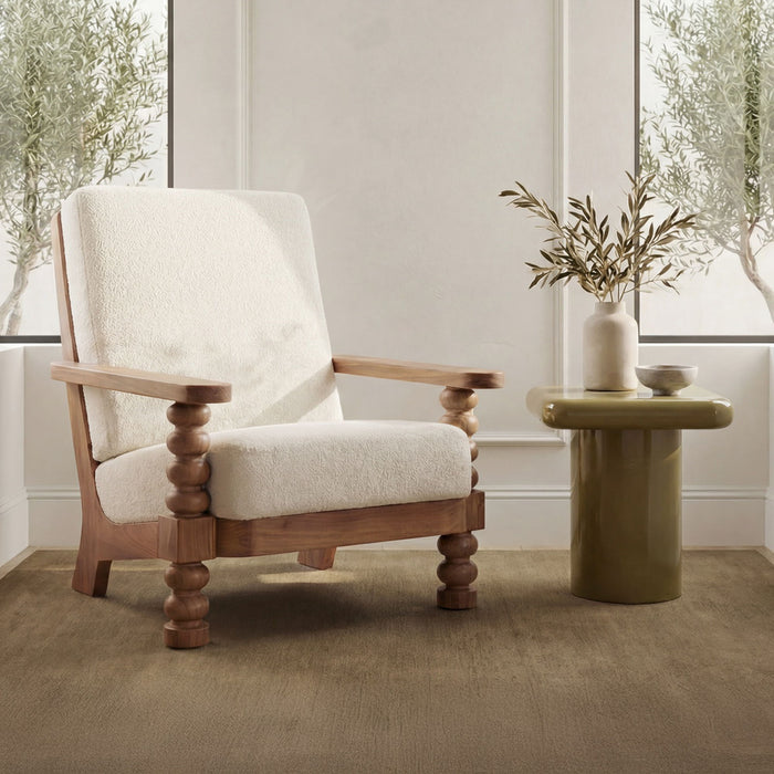 Ingrid - Accent Chair - Off White / Light Brown