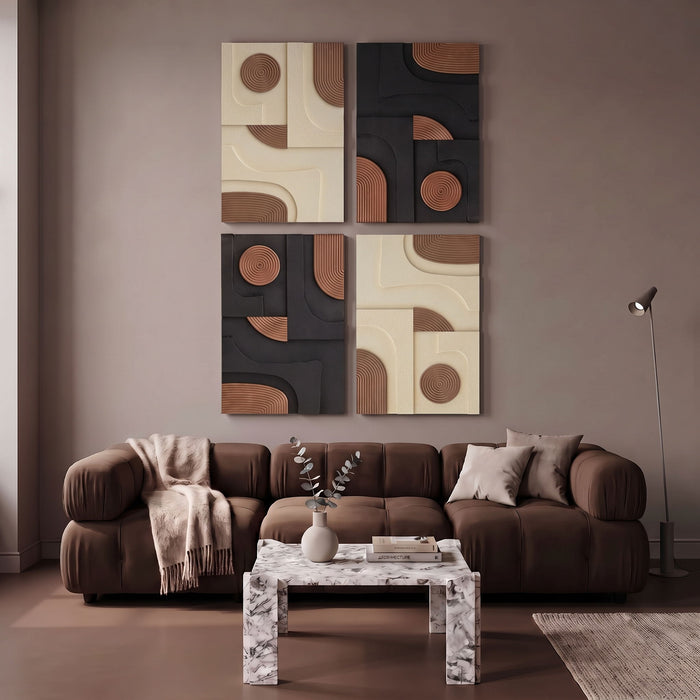 Element - 50" Mango Wood 4 Piece Wall Art - Natural