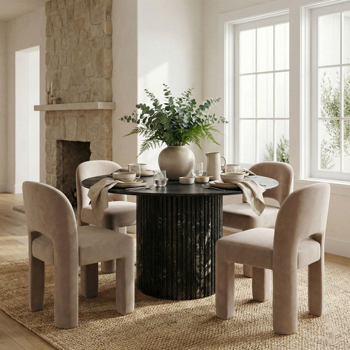 Celine - Velvet Performance Fabric Upholstered Dining Chair (Set of 2) - Taupe