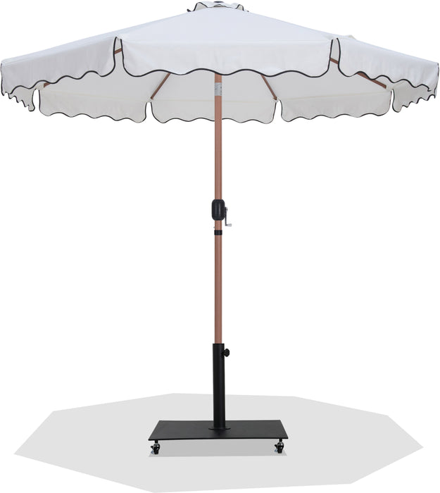 black vs light patio umbrella Amalfi Fabric with Piping / Aluminum Patio Umbrella with Base Sets