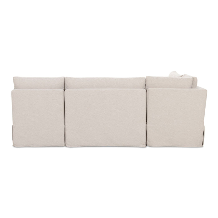 Fable - Slipcover Dining Banquette L-Shape Sectional With Slipper Chair - Beige