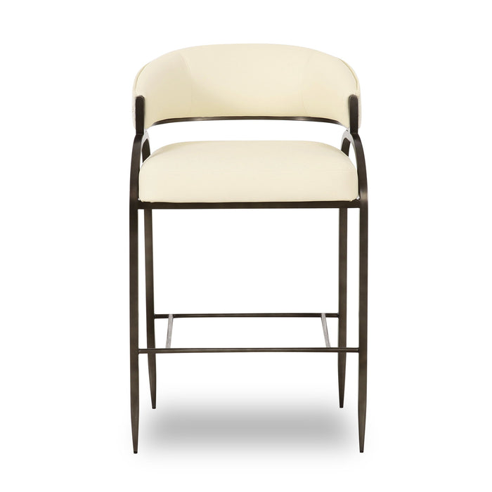 Tatum - Vegan Leather And 2-Tone Jacquard Counter Stool - Cream