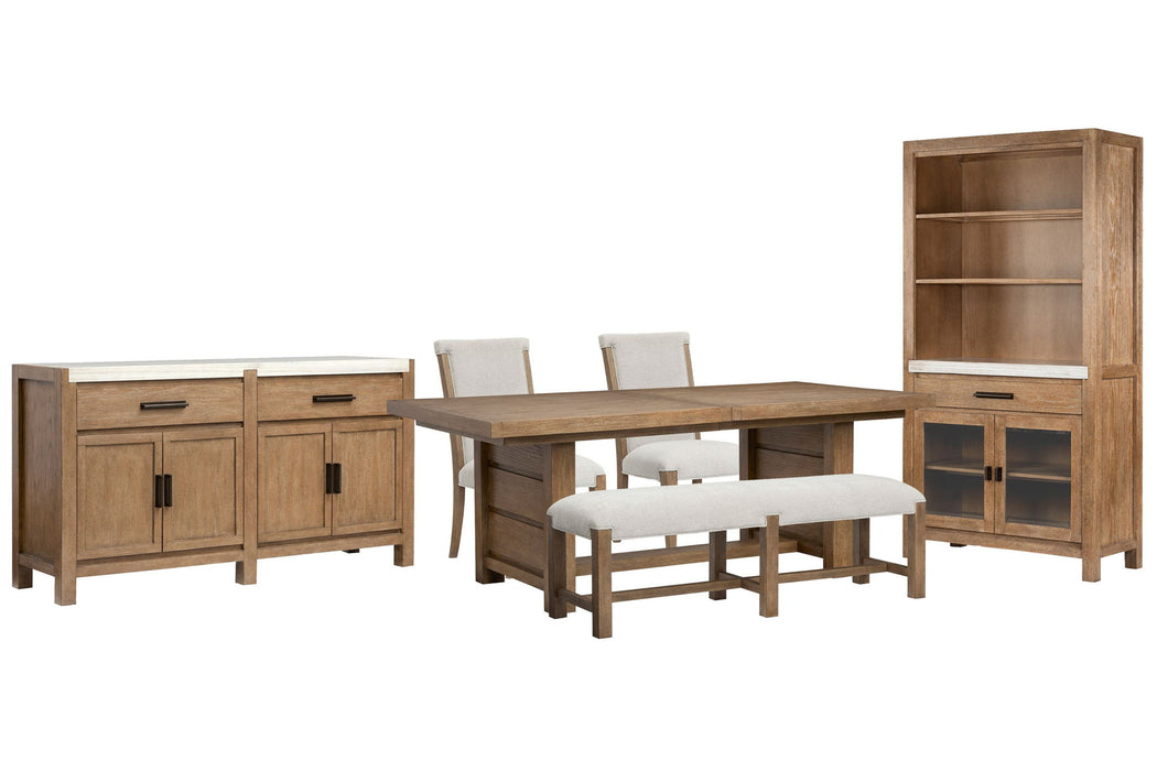 Plum Creek - 6 Piece Extendable Trestle Dining Table Set